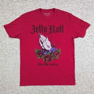Jelly Roll T-Shirt Mens XL Ain’t No Saving Red Praying Hands Tattoo Music Tee